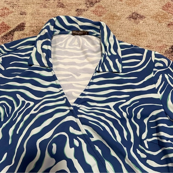 J. McLaughlin• blue zebra print top size small - Picture 5 of 13